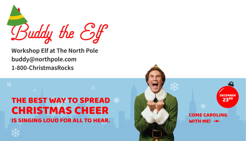 Inspire employee engagement email signature banner - Elf themed employee promotion