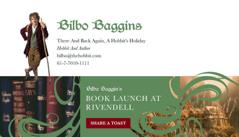 Boost event attendance email signature banner - Lord of the Rings themed event promotion
