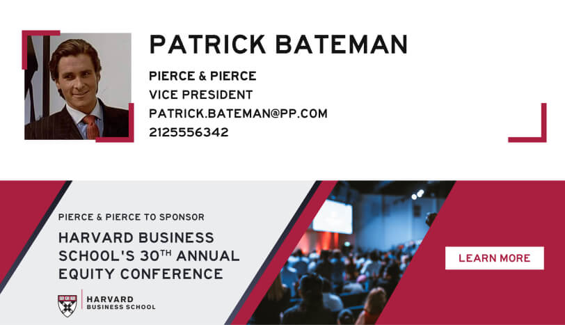 Build audience awareness email signature banner - American Psycho themed announcement promotion