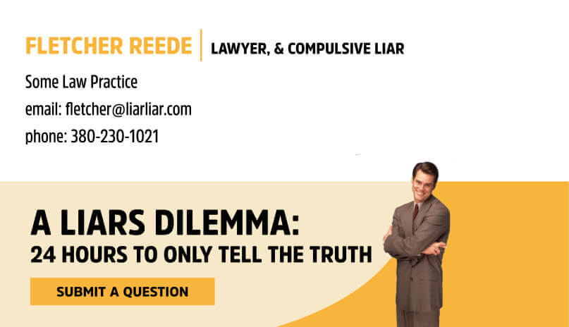 Build audience awareness email signature banner - Liar Liar themed announcement promotion