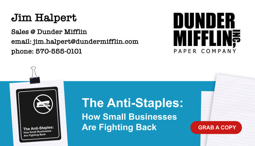 Drive marketing campaigns email signature banner - The Office themed content promotion
