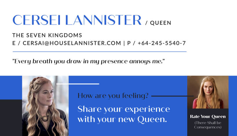 Inspire employee engagement email signature banner - Game of Thrones themed employee promotion