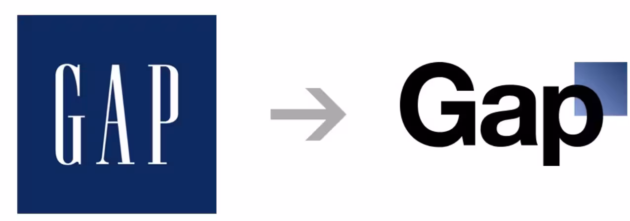 Gap logo before and after rebrand.
