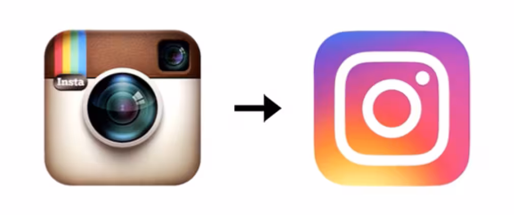 Instagram logo before and after rebrand