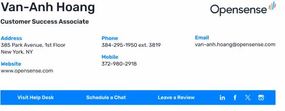 Email signature template example 6 from Opensense