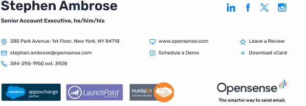 Email signature template example 8 from Opensense